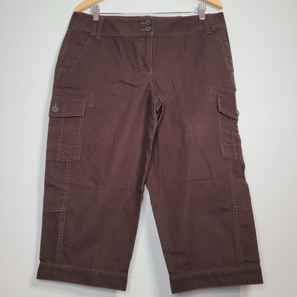 Ann Taylor LOFT Marisa Brown Cargo Cropped Pants Capris 100%cotton